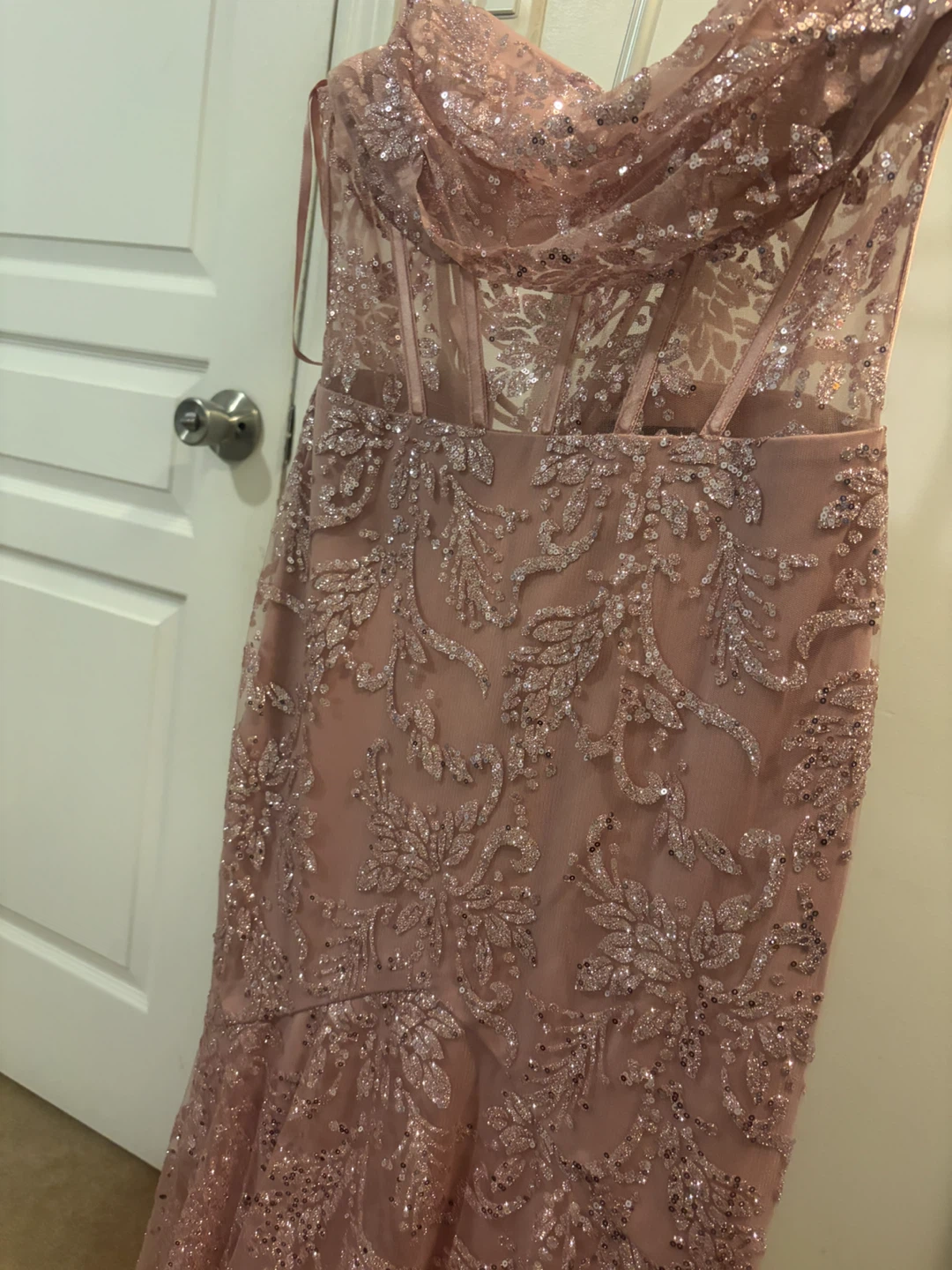 Melanie Lynn Sequin Blush Formal Dress - photo 2