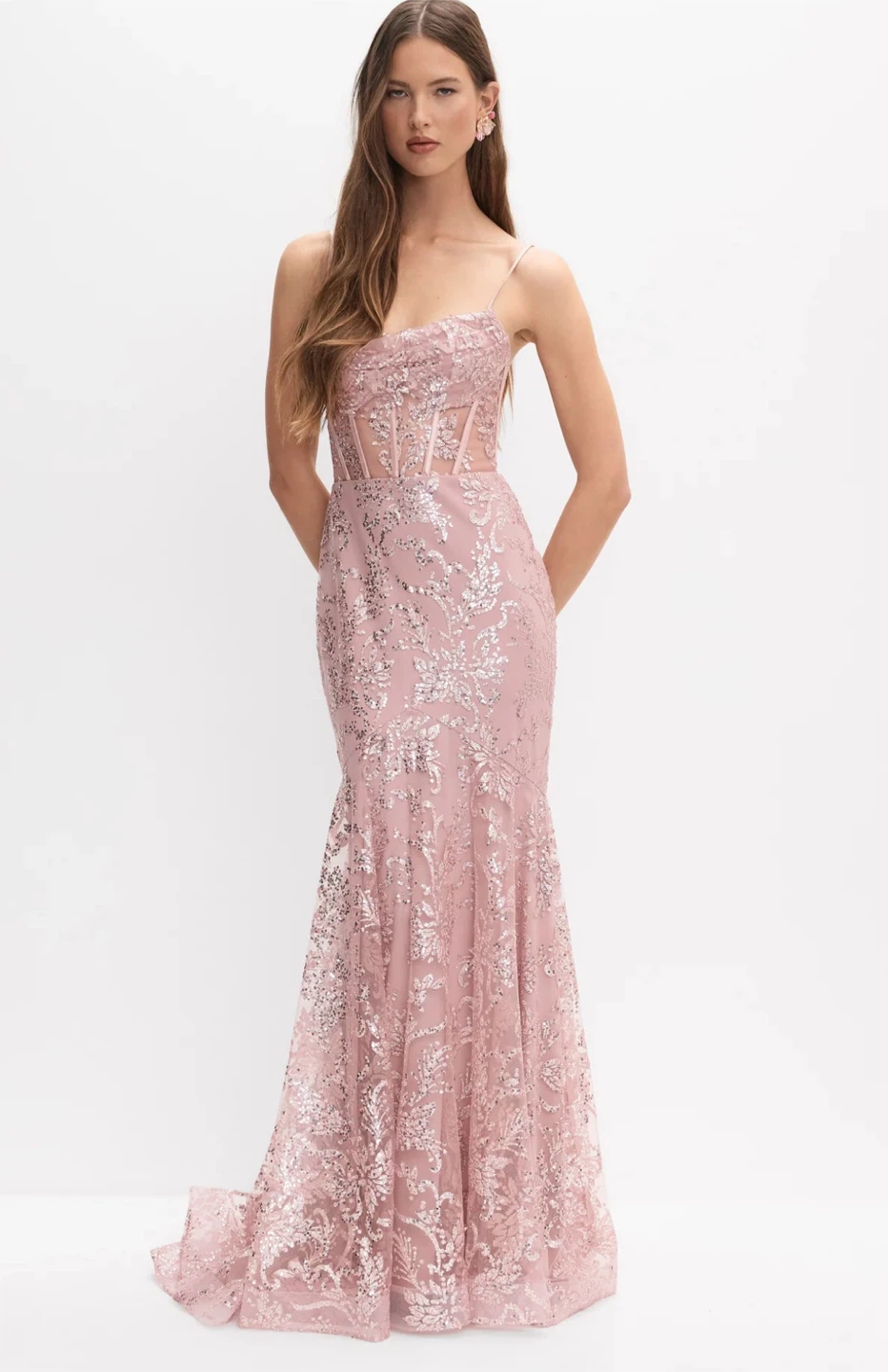 Melanie Lynn Sequin Blush Formal Dress - photo 3