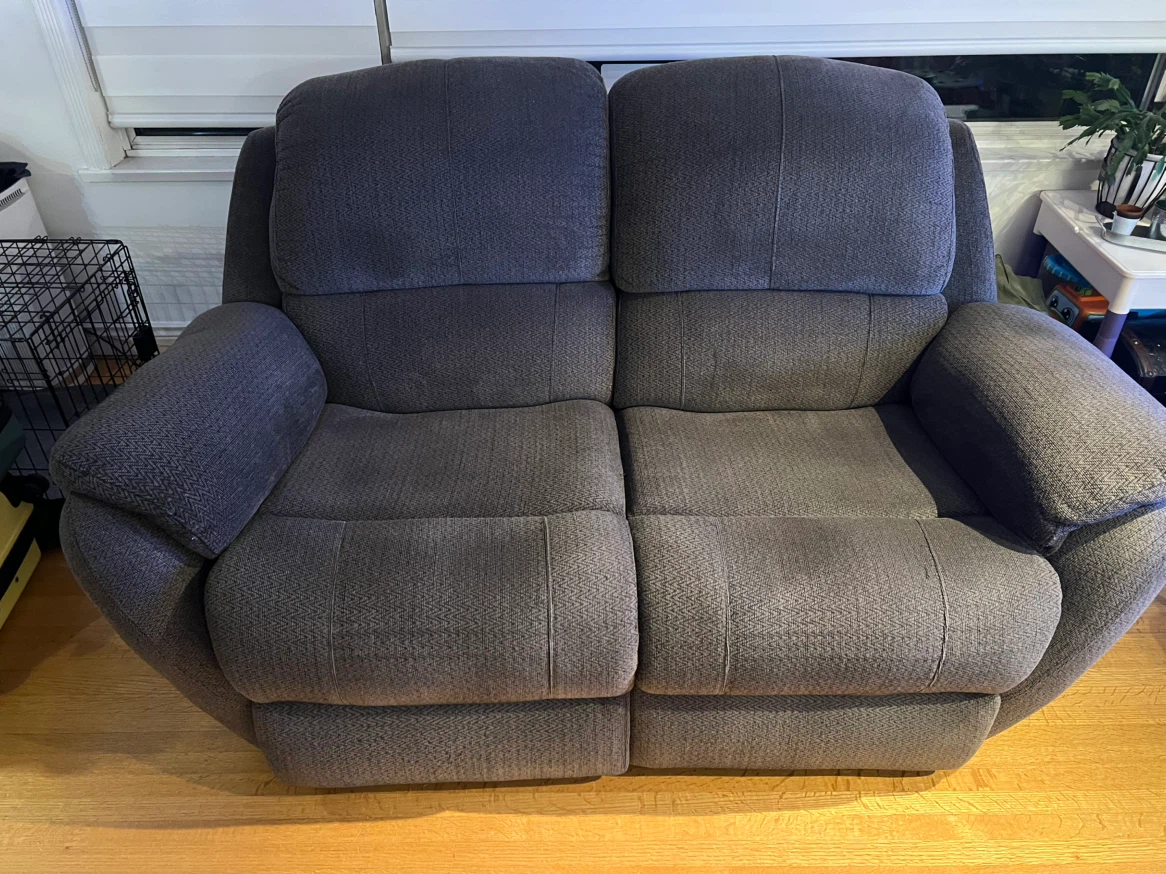 Grey Fabric Loveseat Recliner