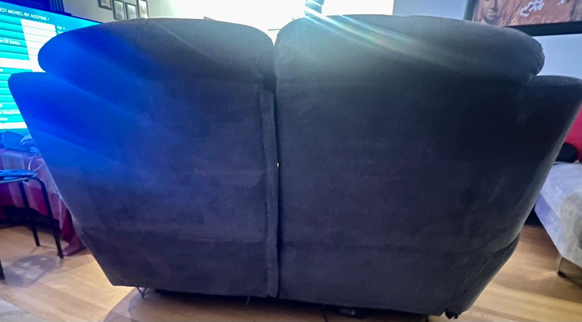 Grey Fabric Loveseat Recliner - photo 2