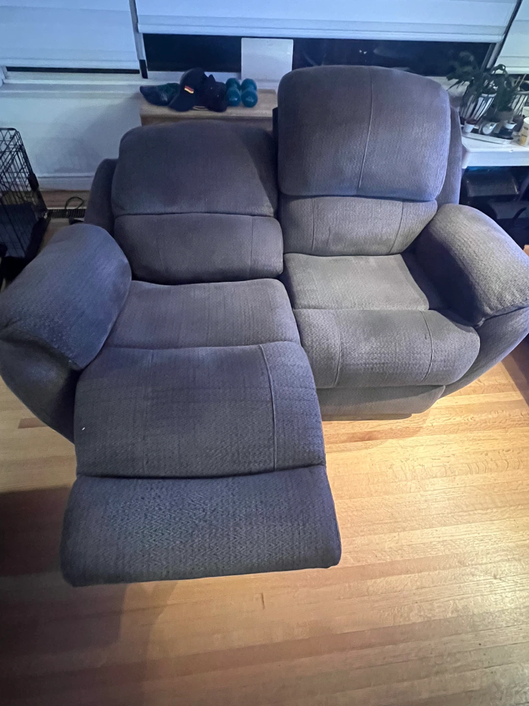 Grey Fabric Loveseat Recliner - photo 4