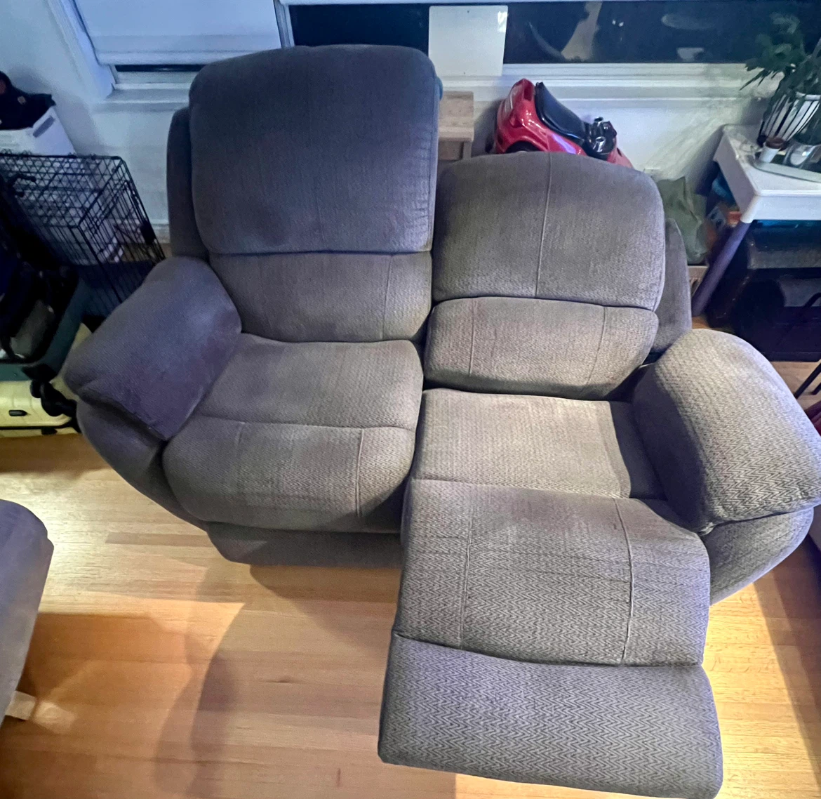 Grey Fabric Loveseat Recliner - photo 5