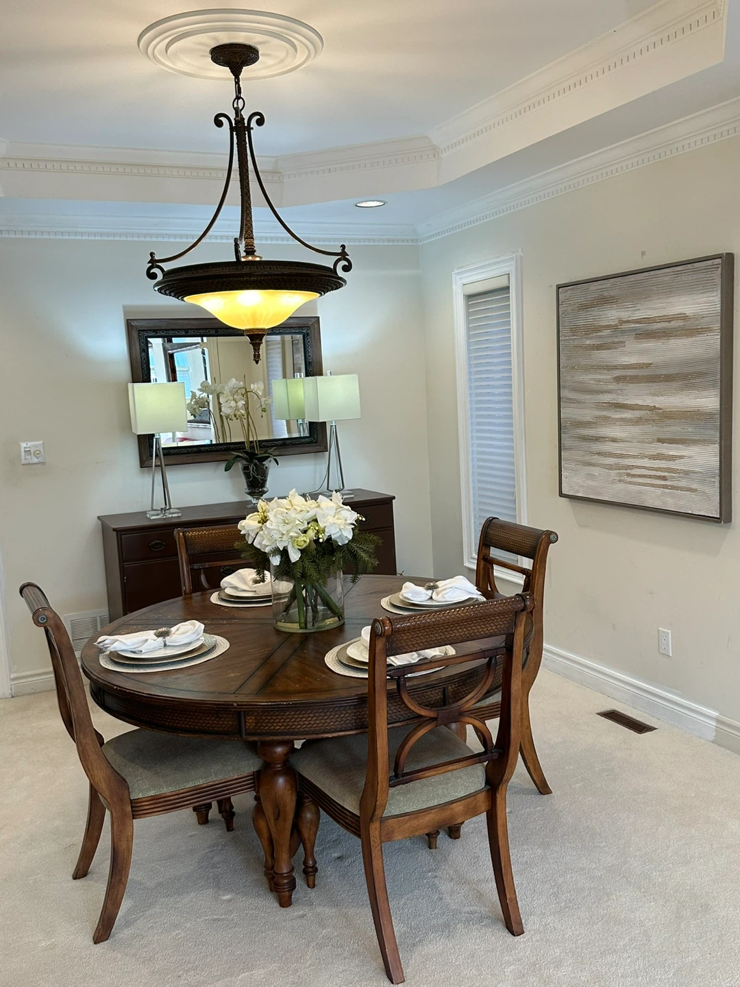 Round wooden dining table set - photo 2