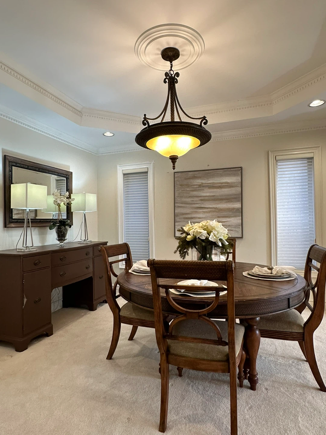 Round wooden dining table set - photo 3