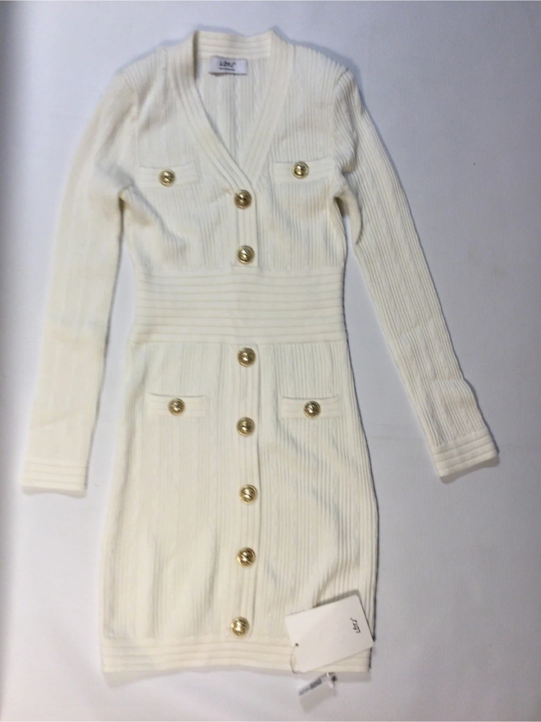 LDTJ White Ribbed Knit Dress