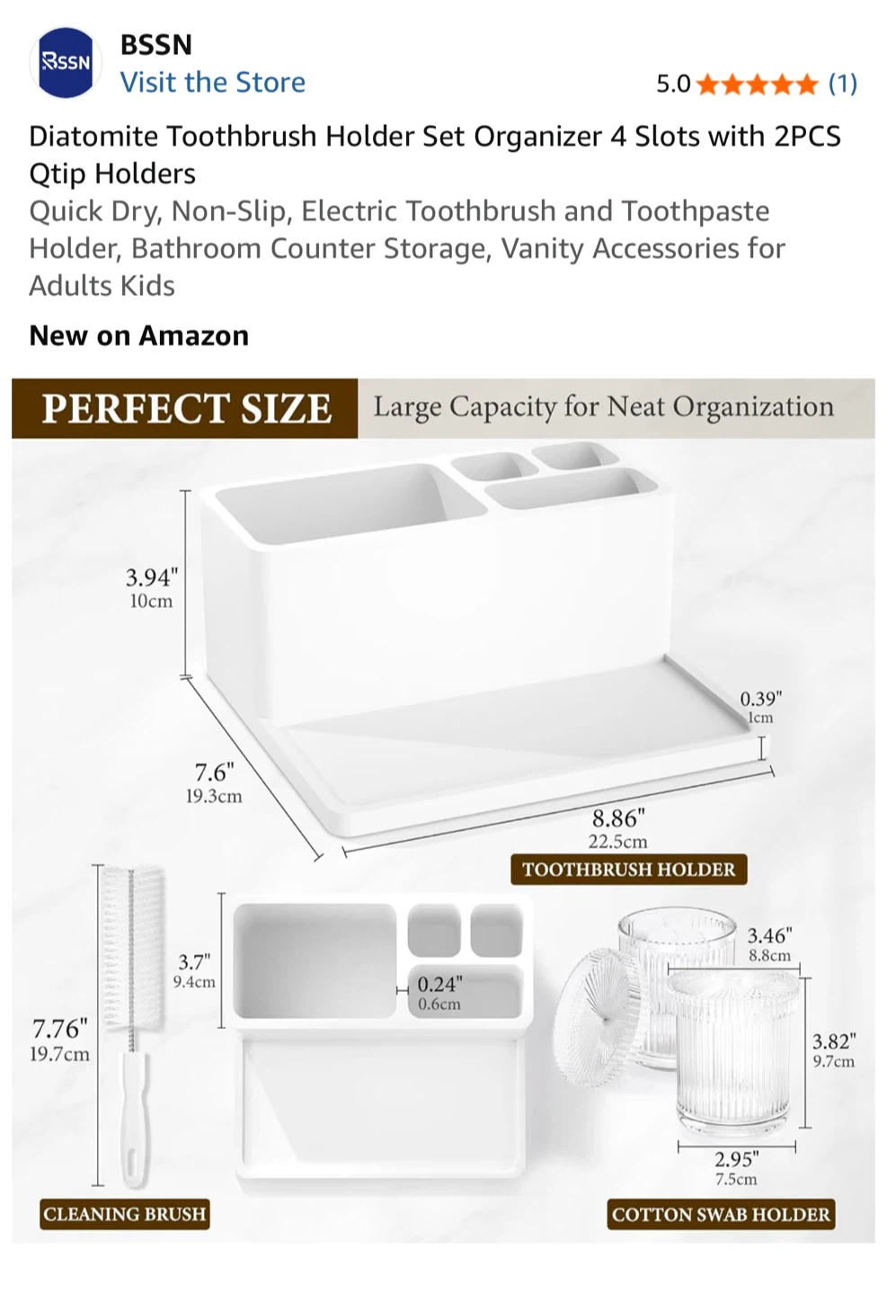 Diatomite Toothbrush Holder Set Organizer 4 Slots - photo 2