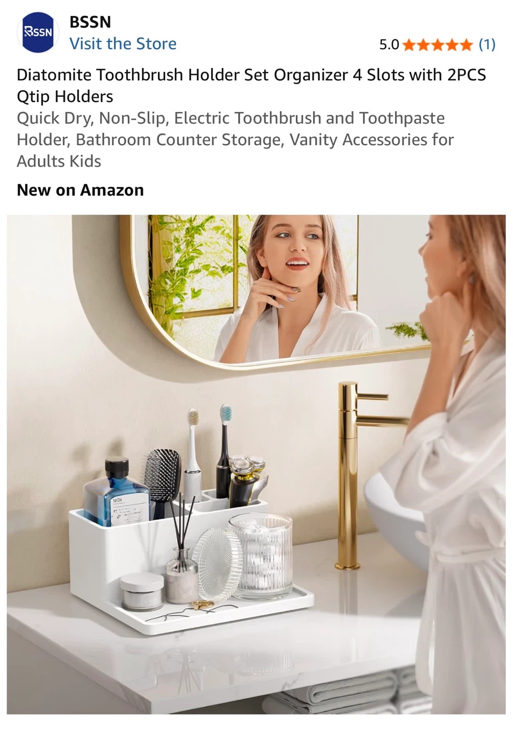 Diatomite Toothbrush Holder Set Organizer 4 Slots - photo 3