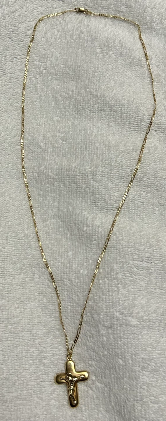🔥🔥 14k Solid Gold Figaro Chain & Crucifix Pendant 11.42 g 🔥🔥 - photo 2