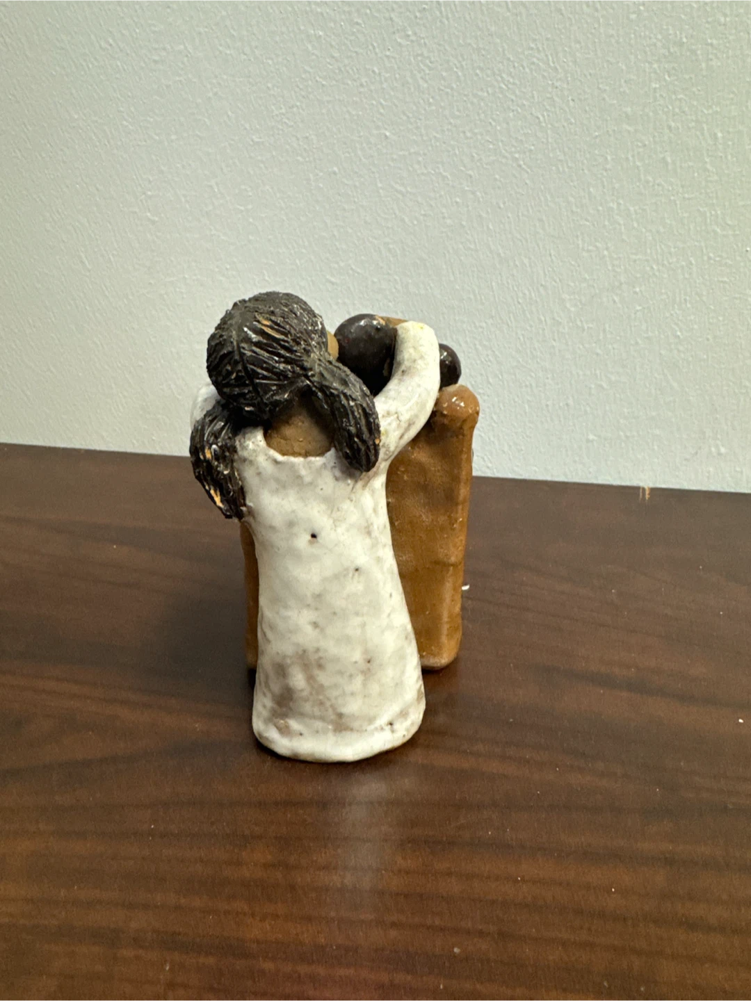 Handmade Clay Figurine of Girl and Teddy Bear - photo 3