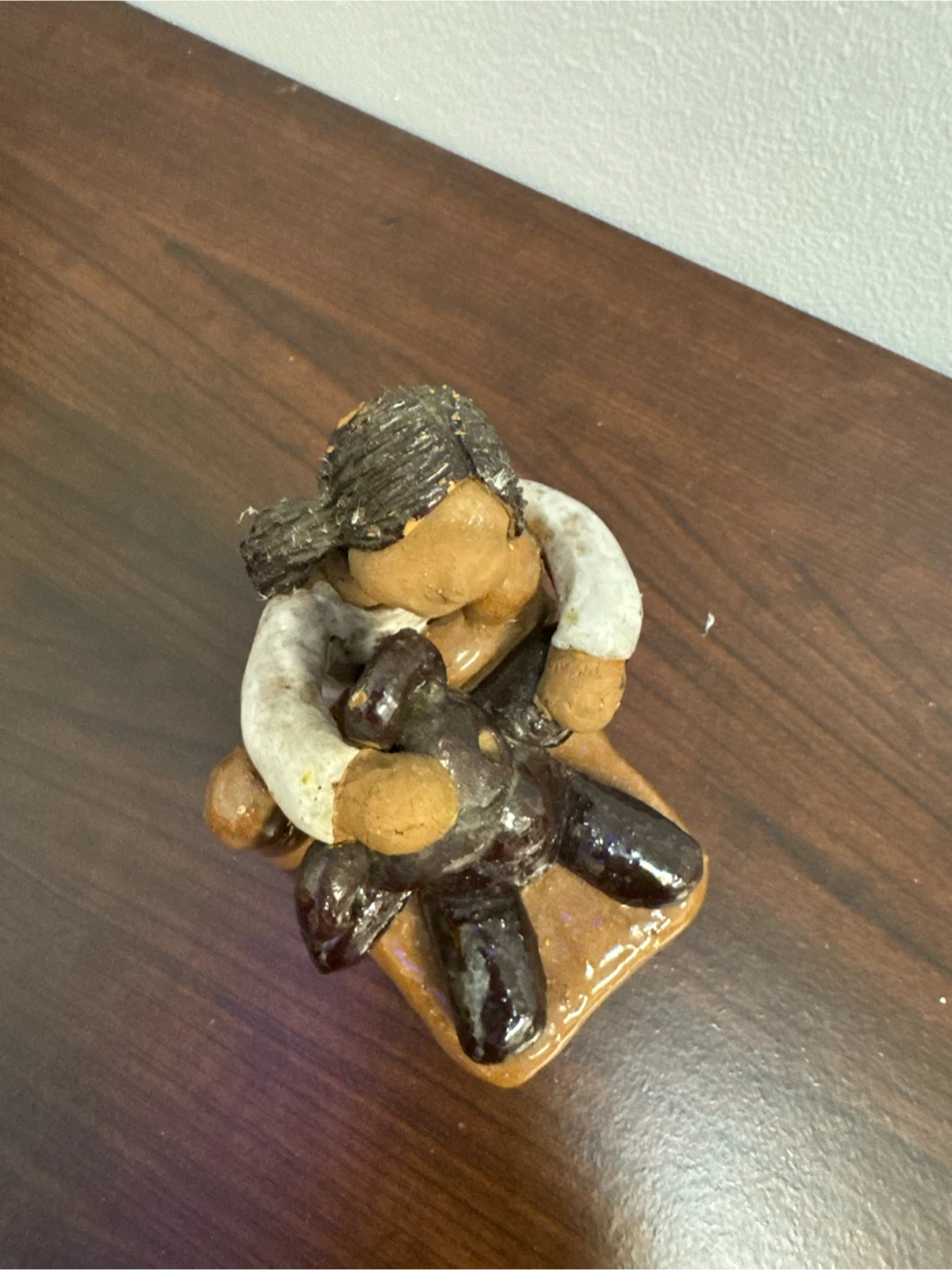 Handmade Clay Figurine of Girl and Teddy Bear - photo 5