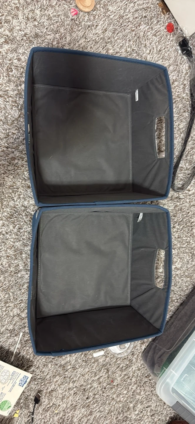 Set of 2 Leaf Pattern Fabric Storage Bins - photo 2
