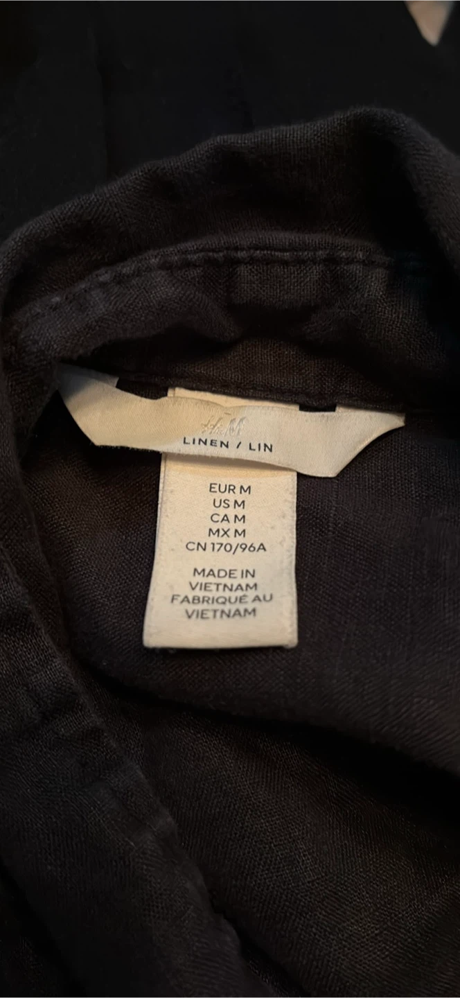 H&M Black Linen Button-Down Shirt - photo 2