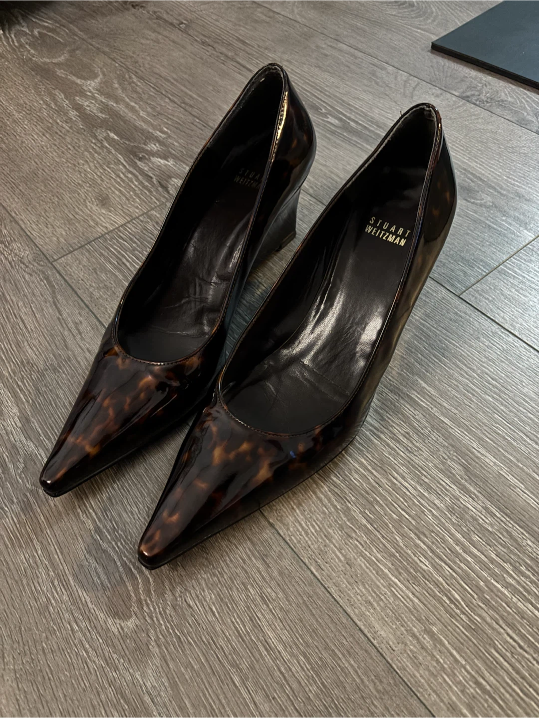 Stuart Weitzman Tortoiseshell Pointed Toe Pumps