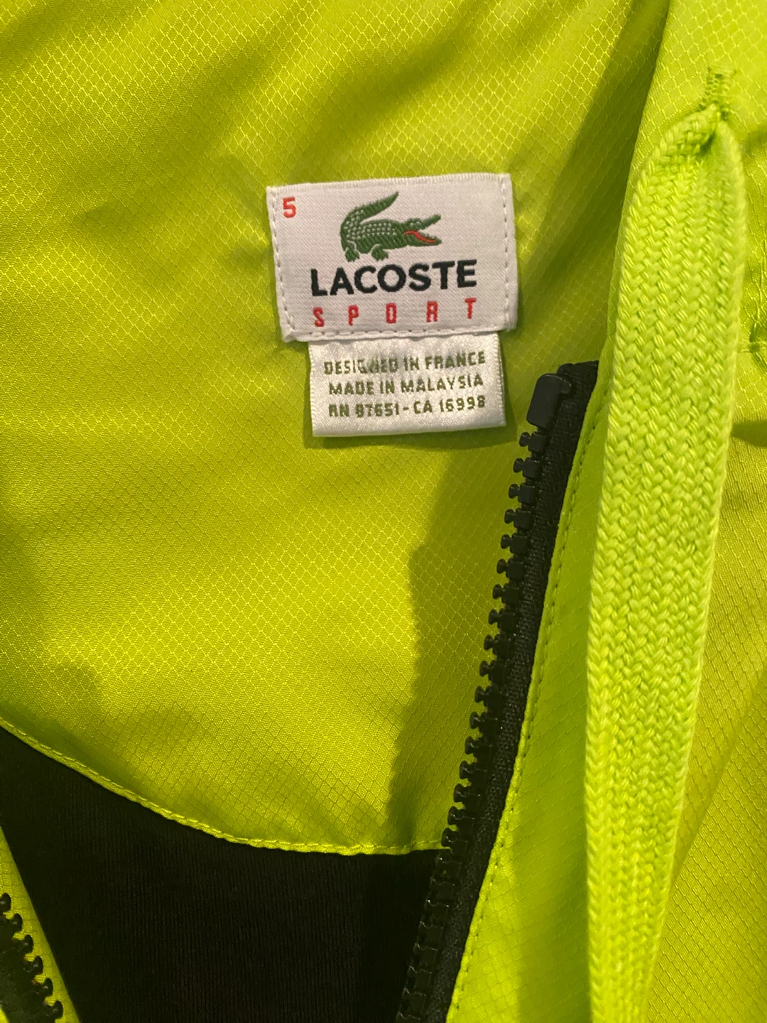 New mens Lacoste Sport Hooded Windbreaker Jacket - photo 5