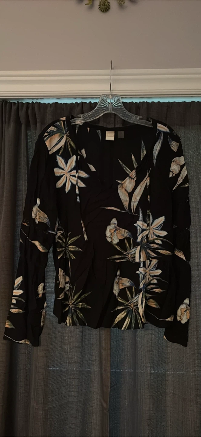 Roxy Black Floral Long Sleeve Top
