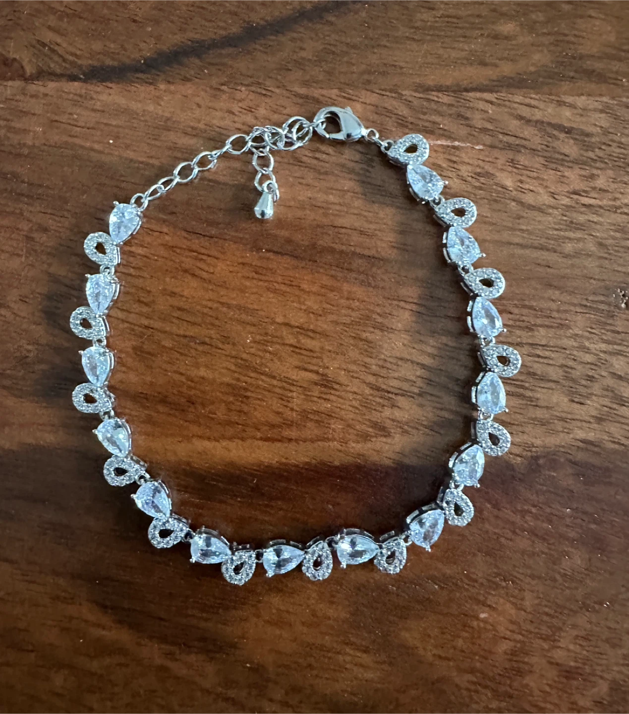 Silver-toned teardrop crystal bracelet