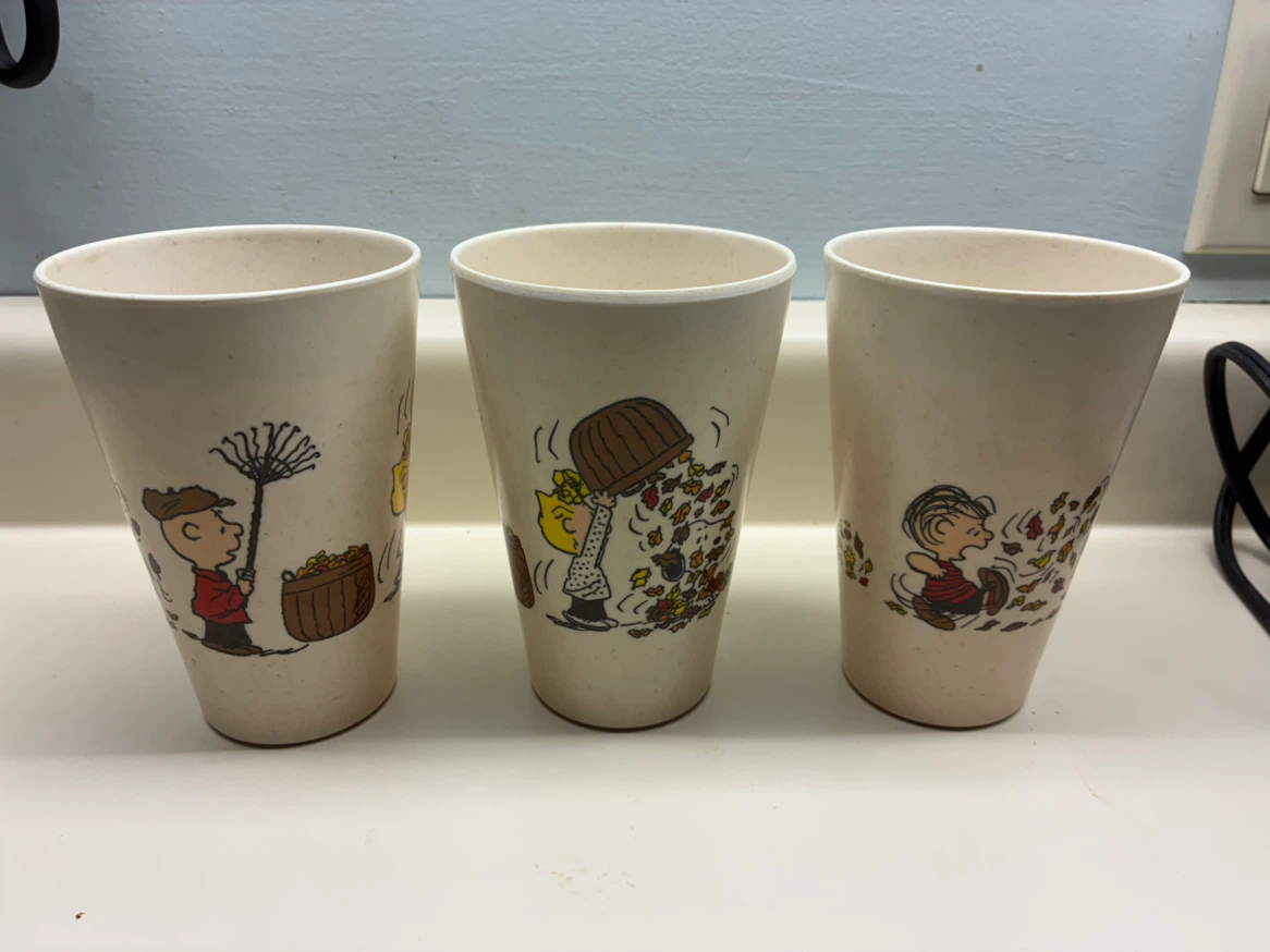 Peanuts plastic cups Charlie Brown, Lucy Linus snoopy fall - photo 2