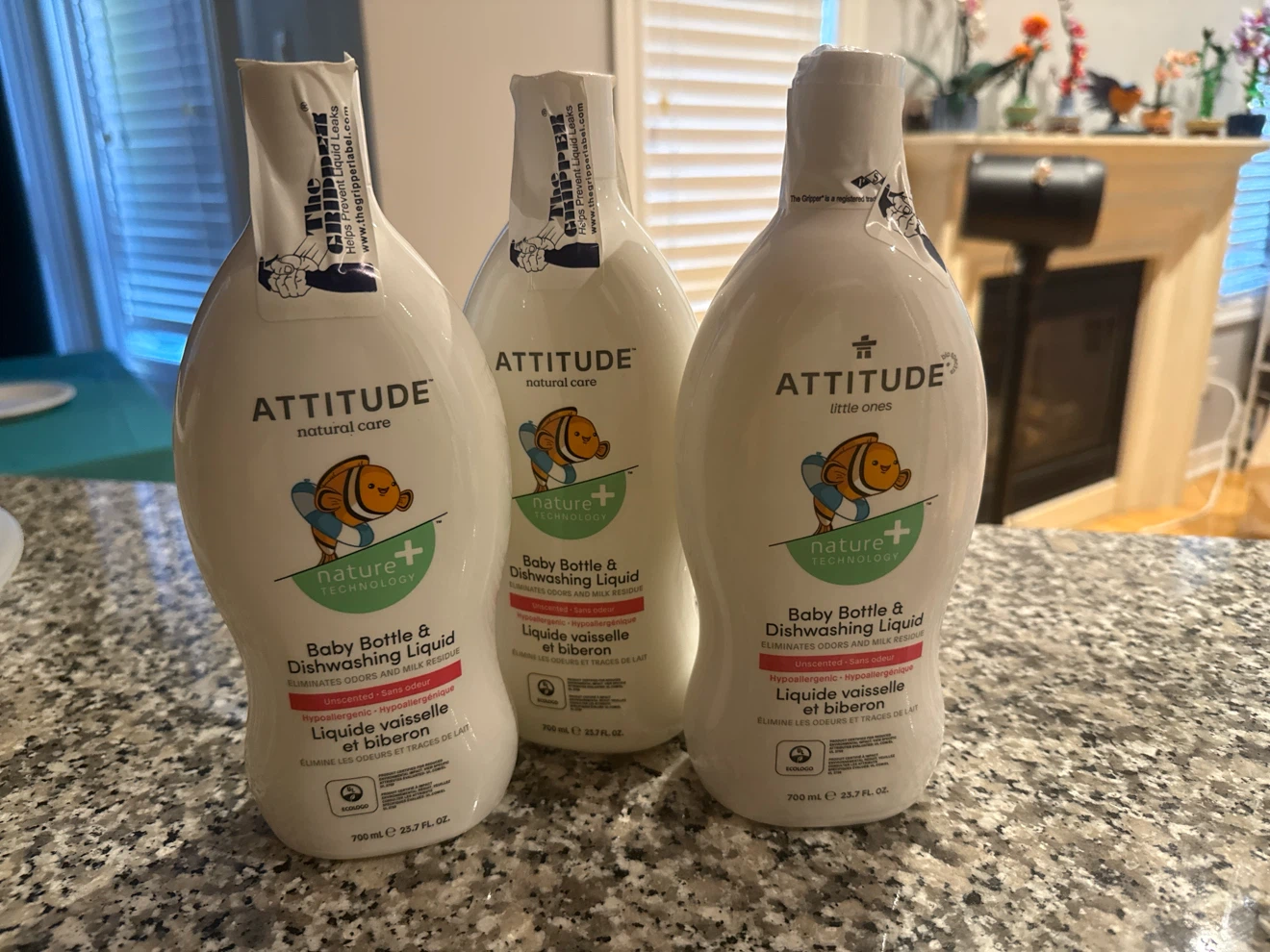 Three Bottles of ATTITUDE Baby Bottle & Dishwashing Liquid