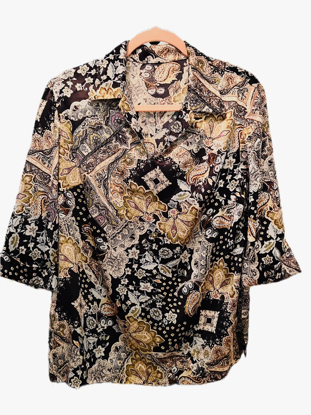 Unisex Paisley Print Button-Down Shirt - photo 3