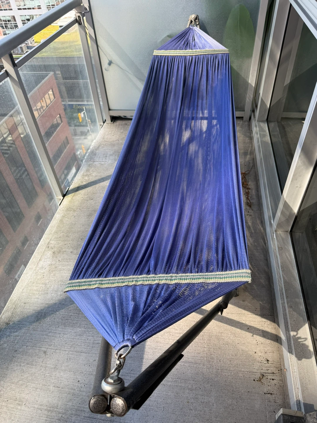 Portable Blue Mesh Hammock with Metal Stand - photo 2