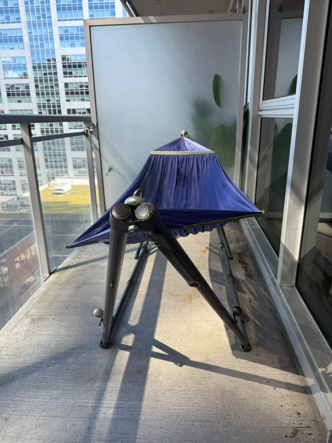 Portable Blue Mesh Hammock with Metal Stand - photo 3