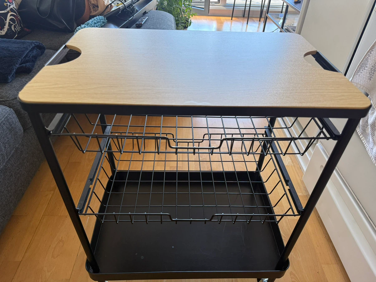 Rolling Utility Cart with Wood Top - photo 2