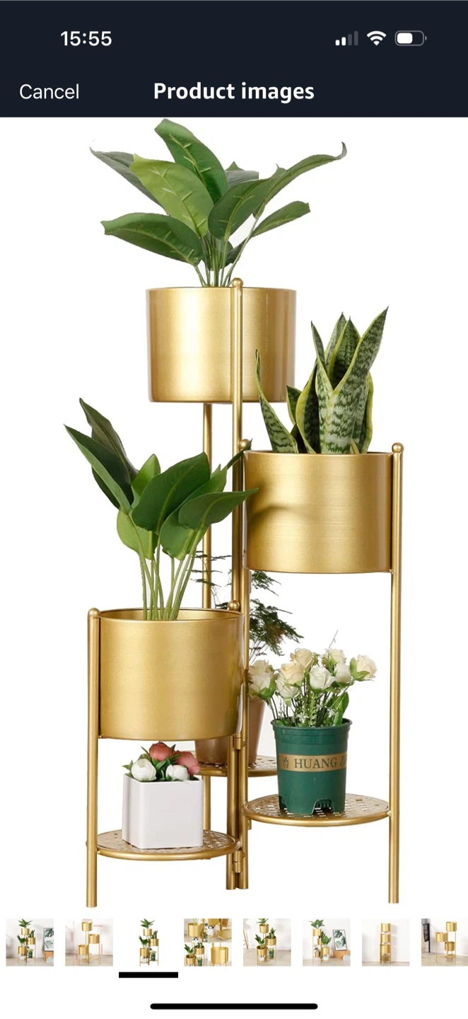 SSS Furniture Gold Metal Plant Stand