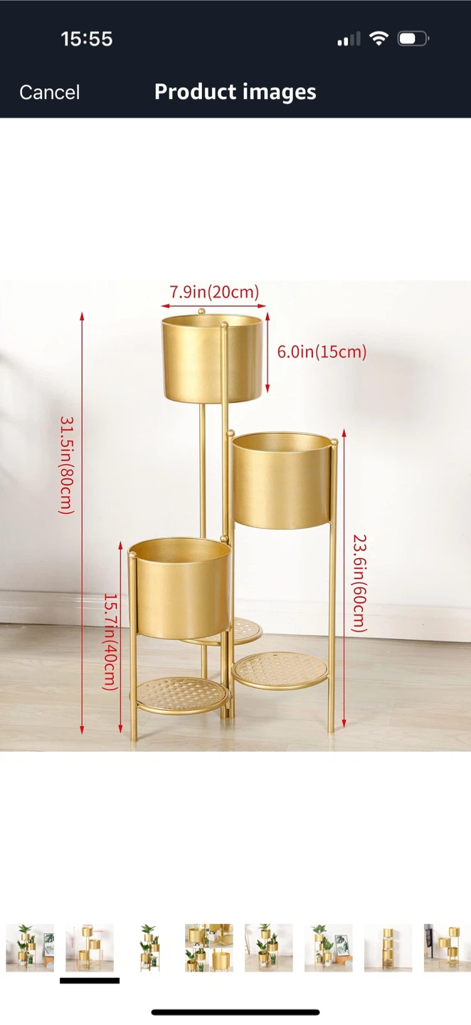 SSS Furniture Gold Metal Plant Stand - photo 3