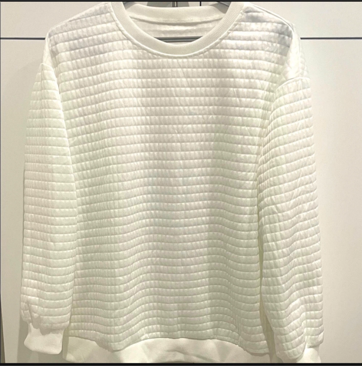 White Quilted Crewneck Sweatshirt