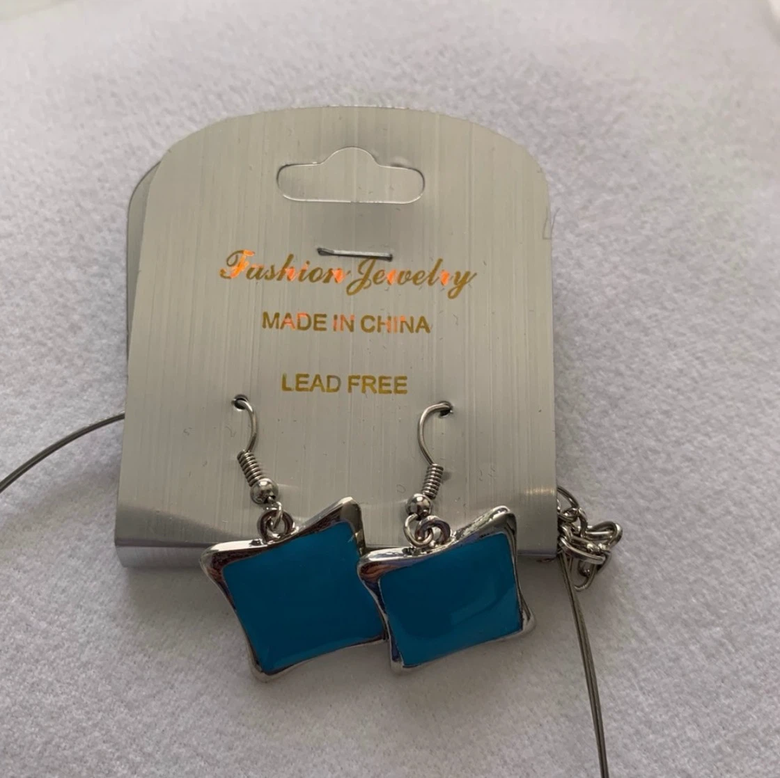Blue Fashion Jewelry Necklace and Earring Set - photo 2