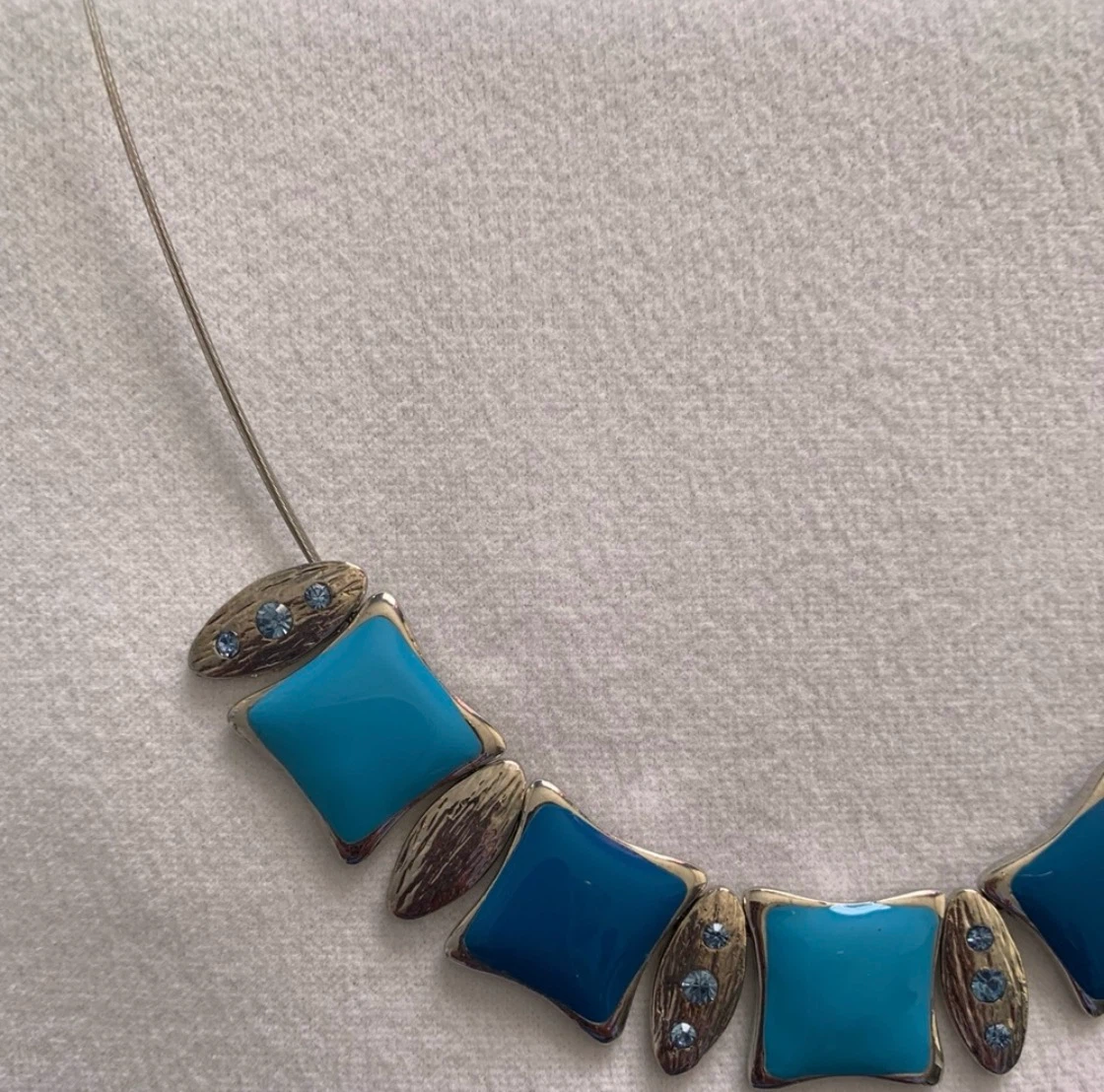 Blue Fashion Jewelry Necklace and Earring Set - photo 3