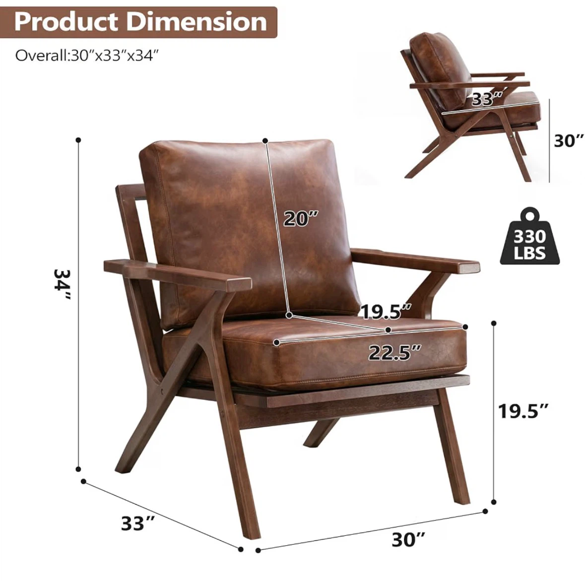 Mid-Century Modern Faux Leather Accent Chair - photo 2