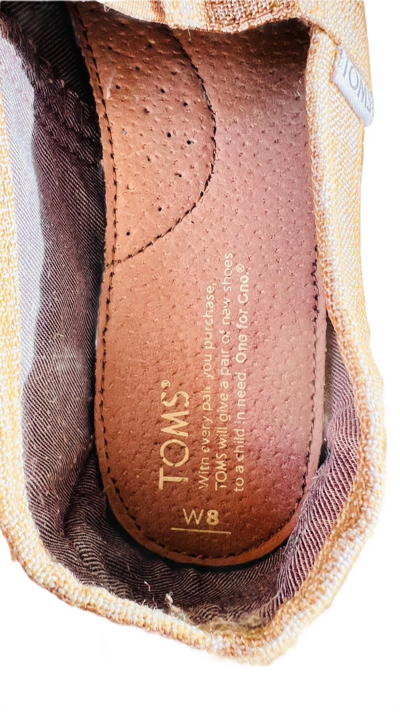 TOMS Gold Shimmer Slip-On Flats W8 - photo 2