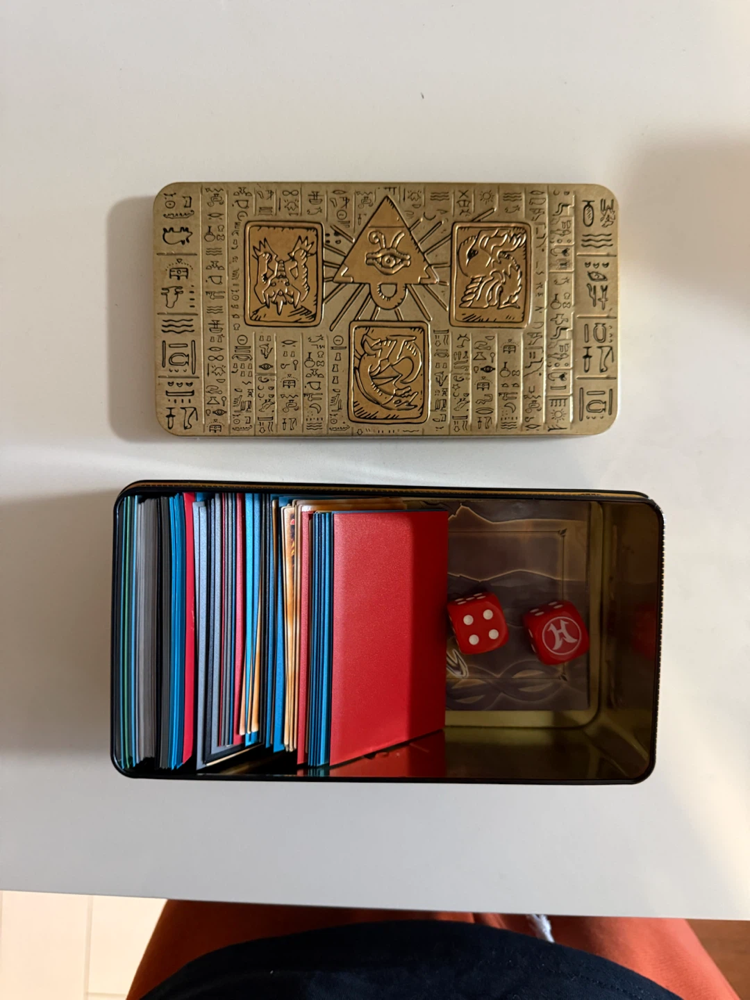Yu-Gi-Oh! Egyptian God Metal Storage Tin and assorted cards. - photo 3