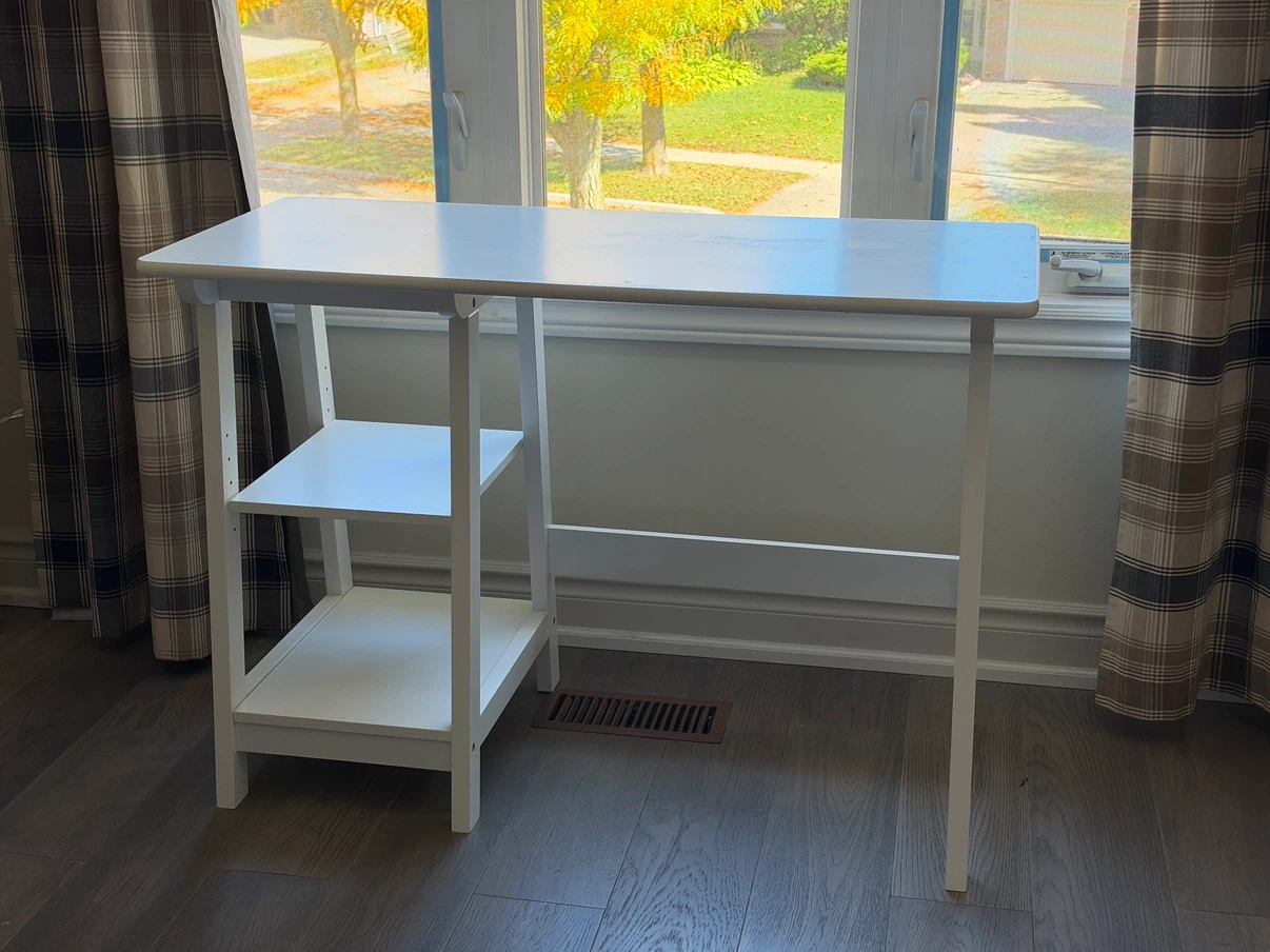 White Desk with Side Shelves