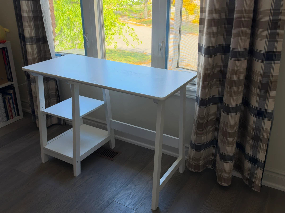 White Desk with Side Shelves - photo 3