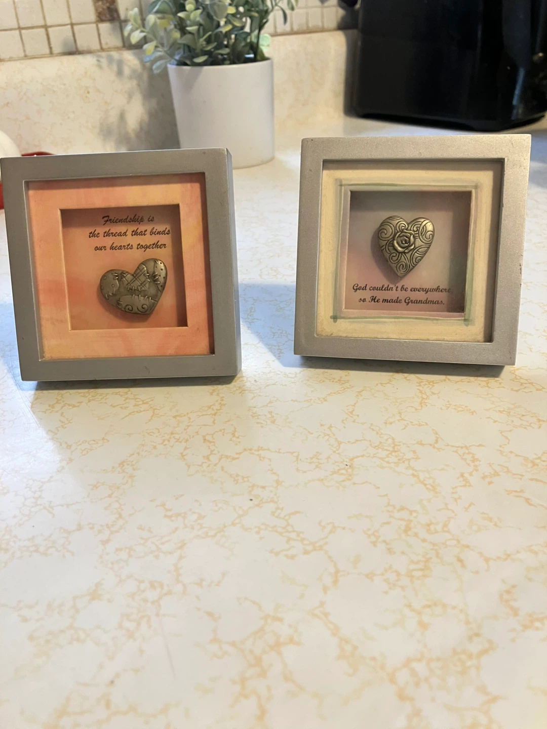 Set of 2 Framed Heart Sentiment Art Pieces