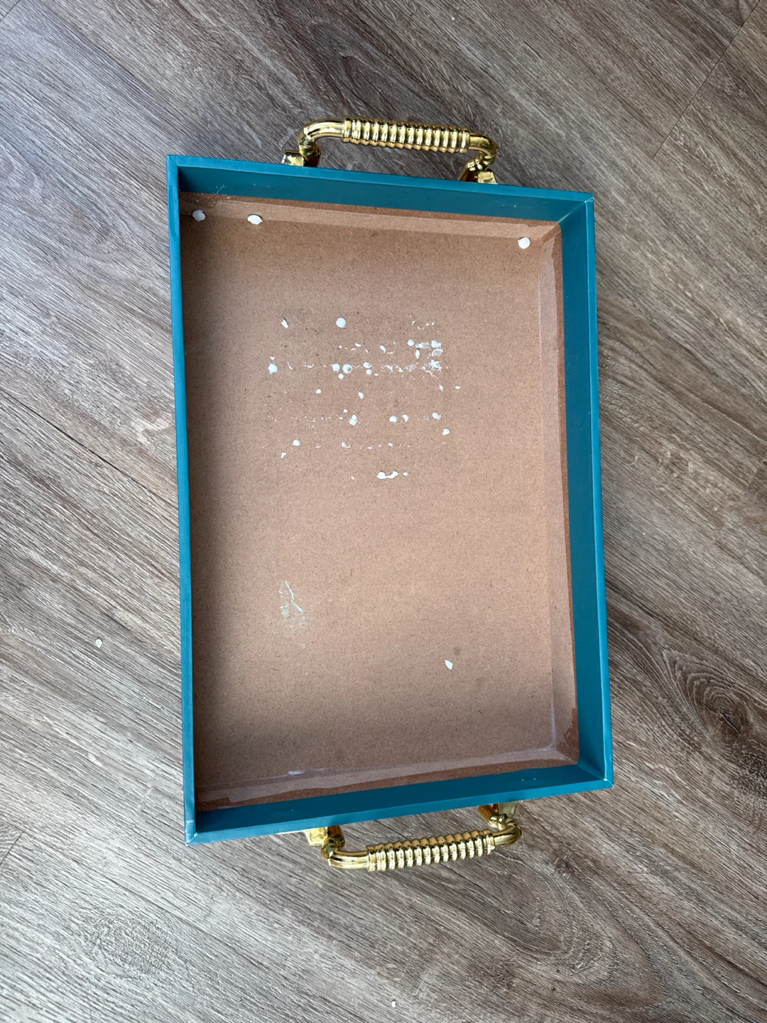 Decorative Blue Patterned Serving Tray with Gold Handles - photo 4