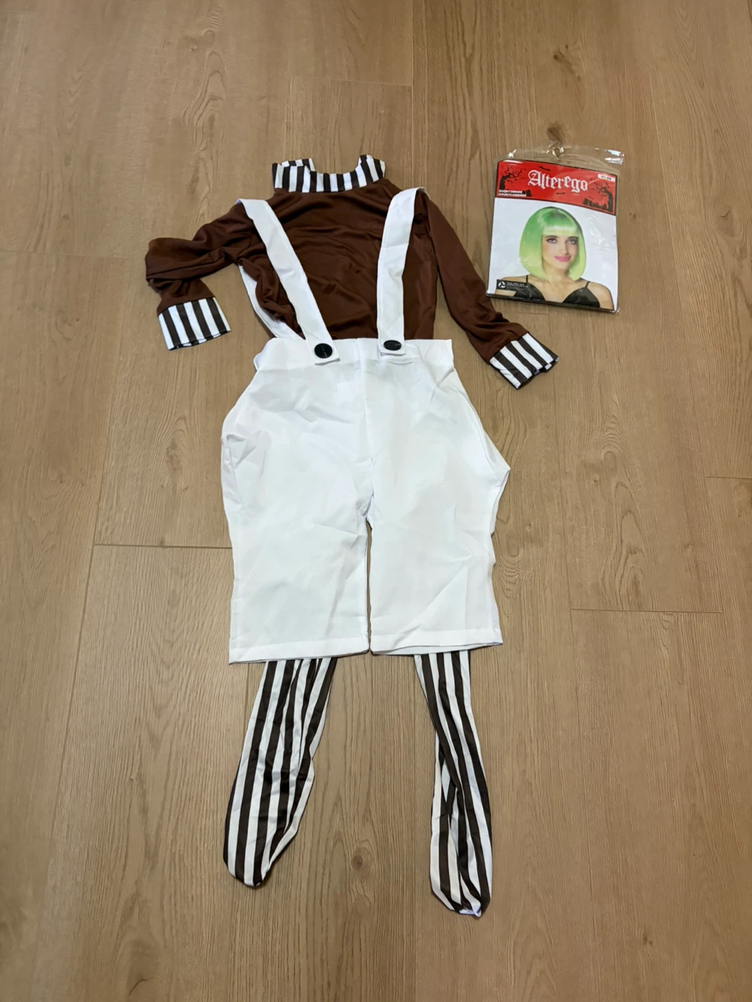 Oompa Loompa Costume with Neon Green Wig