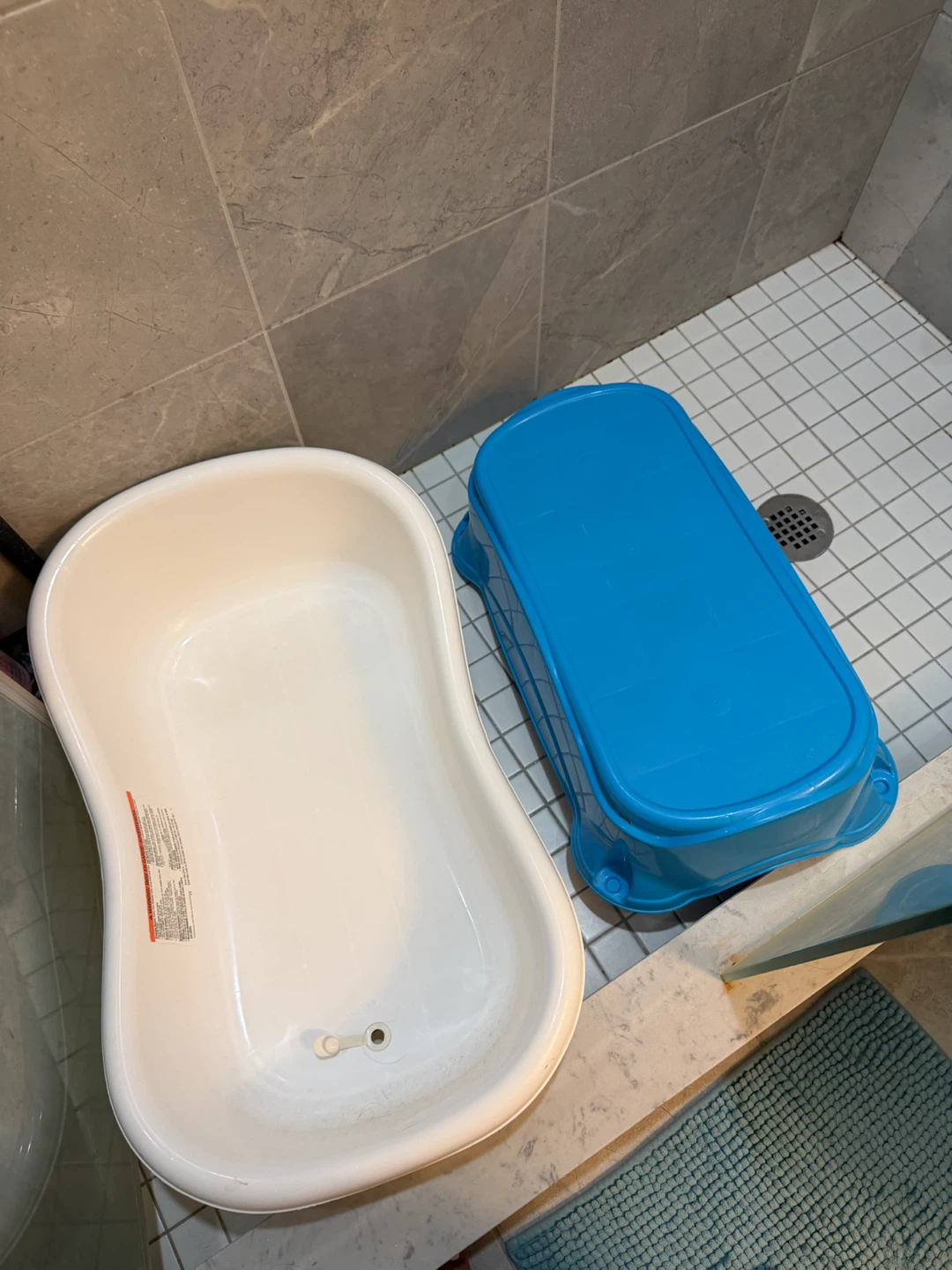 Baby Bathtub White and Blue - photo 3
