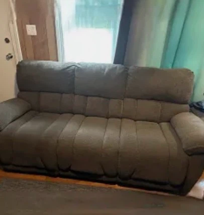 Gray Three-Seater Reclining Sofa