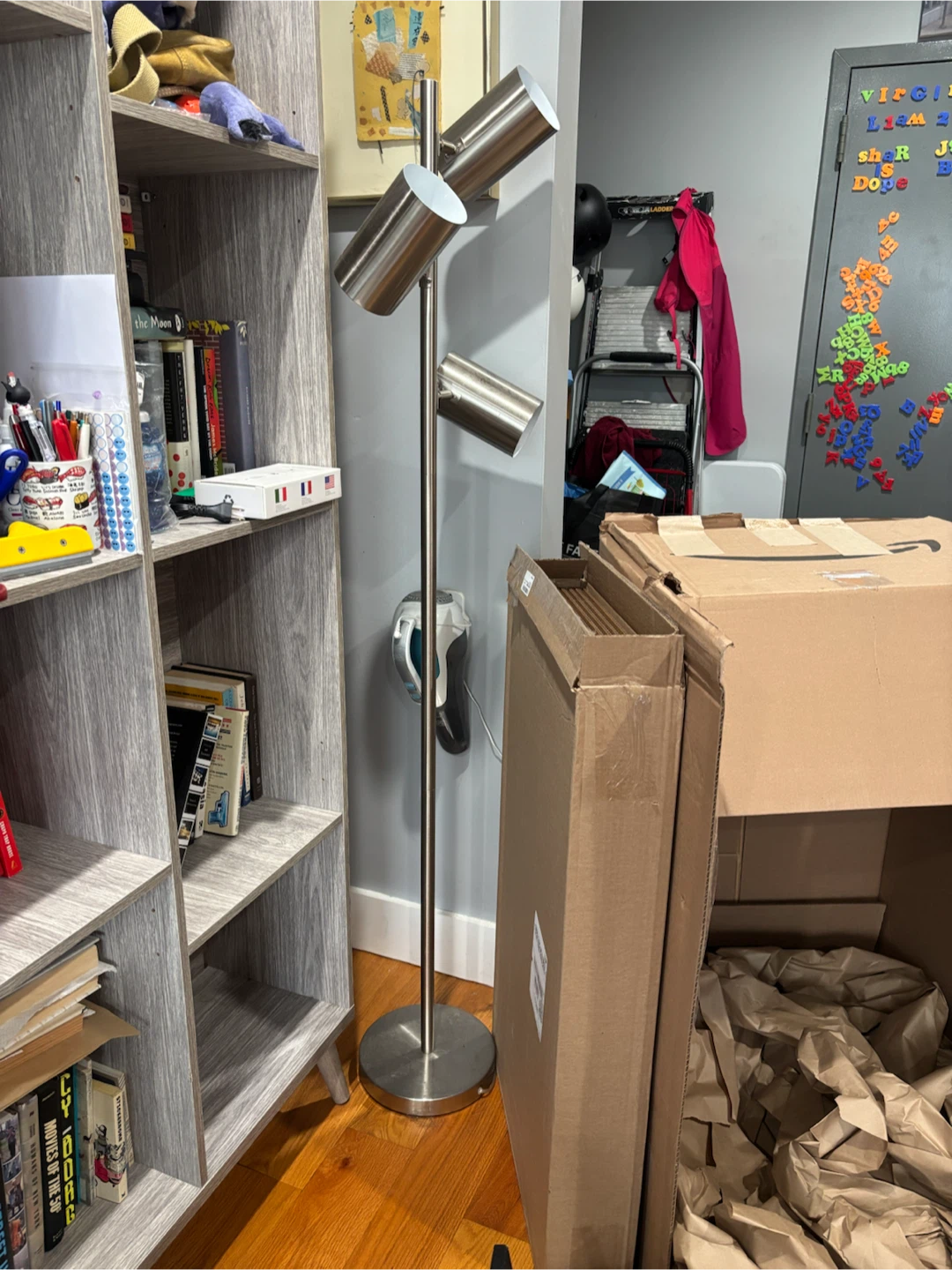 Three-Head Brushed Nickel Floor Lamp