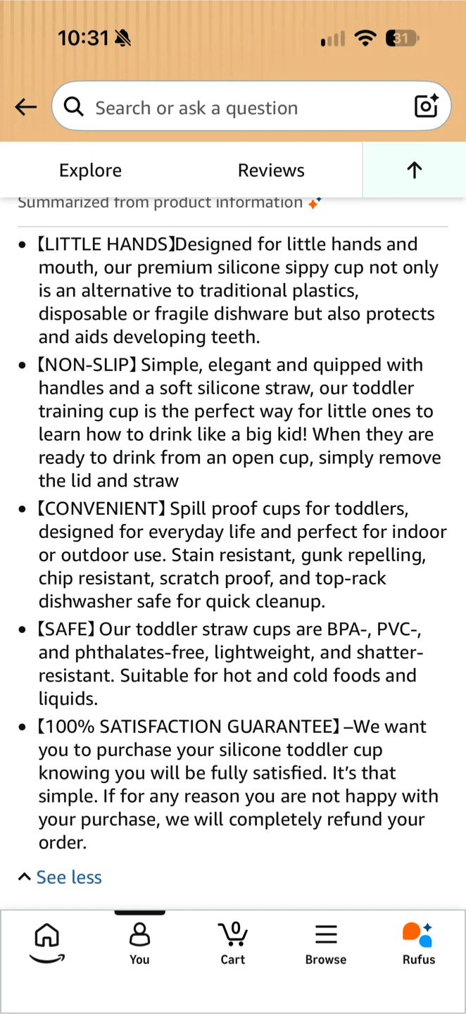 PandaEar Silicone Baby Straw Cups (4p) - photo 3
