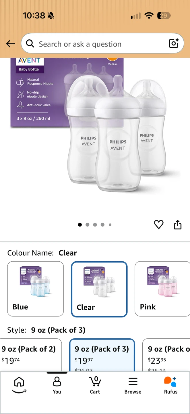 Philips Avent Glass Baby Bottles 240ml (3p) - photo 2