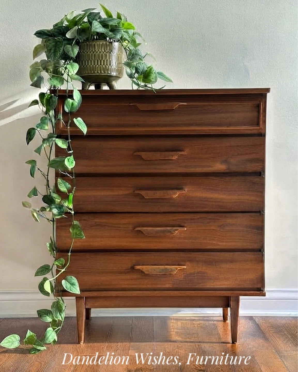 Mid-Century Modern Five-Drawer Walnut Chest
