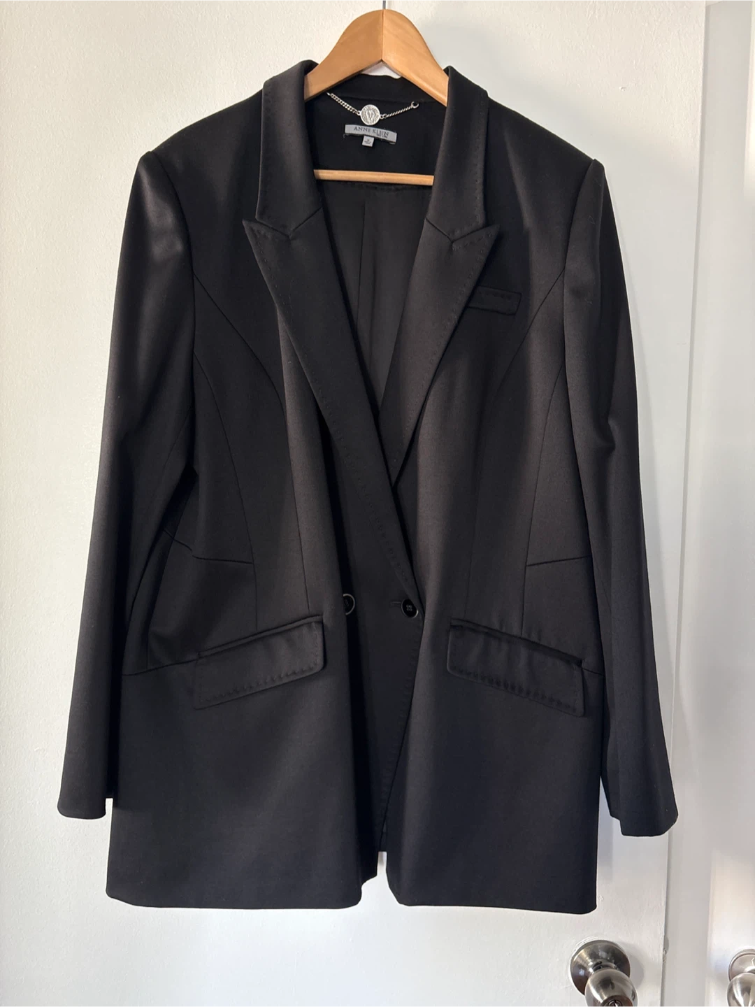 Anne Klein Black Wool Blazer Size 16