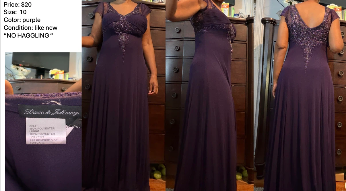 Dave & Johnny Purple Evening Gown Size 10