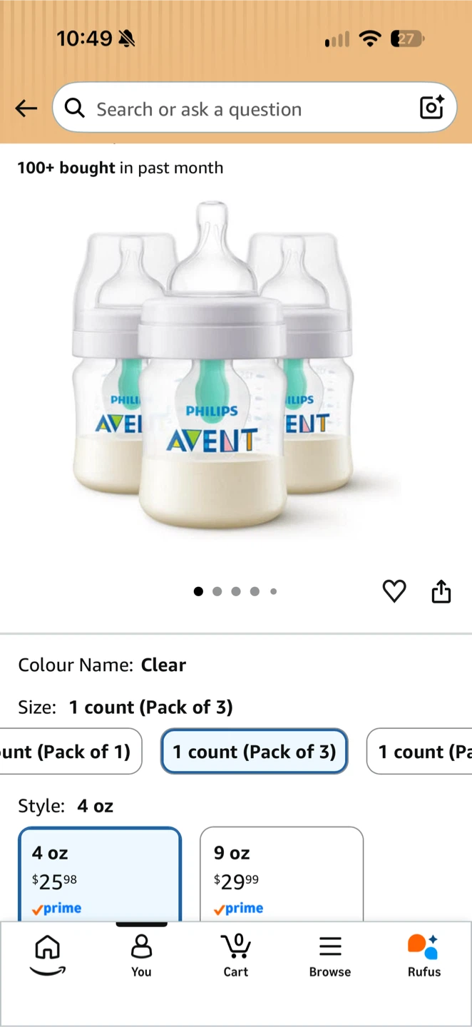 Philips Avent Anti-colic Baby Bottles 4oz Pack of 3 - photo 2