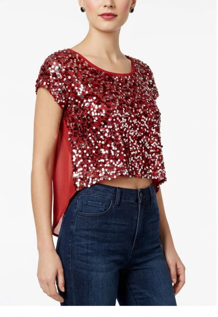 Lipstick Red Sequin Top