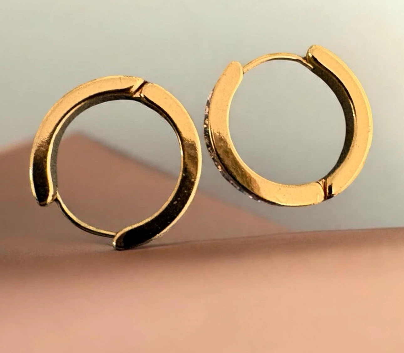 Gold-Tone Hoop Earrings with Rhinestones - photo 4